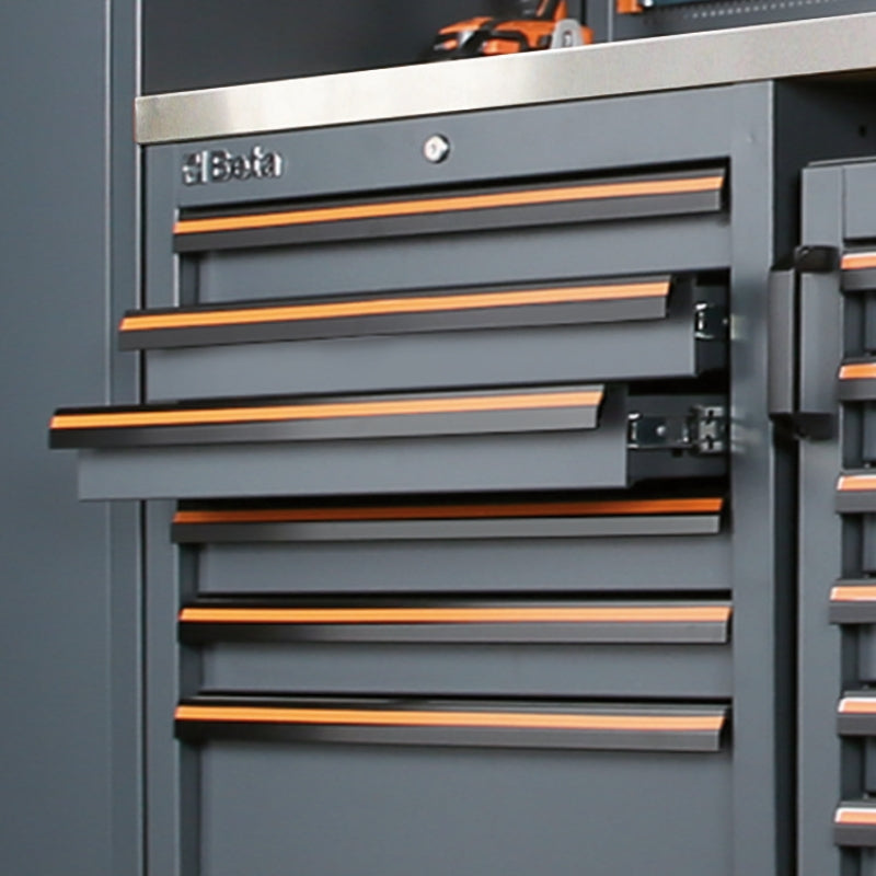 Modulo fisso con 3 cassetti e 2 arrotolatori per arredo officina C45PRO 2.0 Beta C45PRO 2.0 ACT