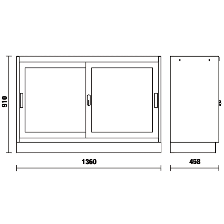 Modulo fisso da 1.360 mm con 2 ante trasparenti per arredo officina C45PRO Beta C45PRO MAT