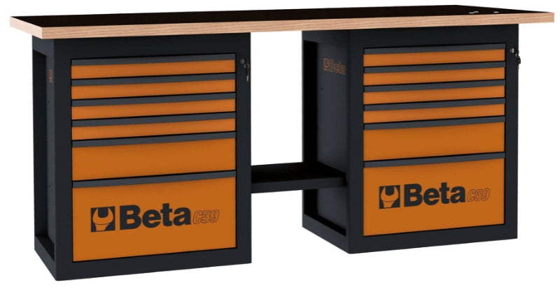 Banco da lavoro "Endurance" con 2 cassettiere da 6 cassetti Beta C59B