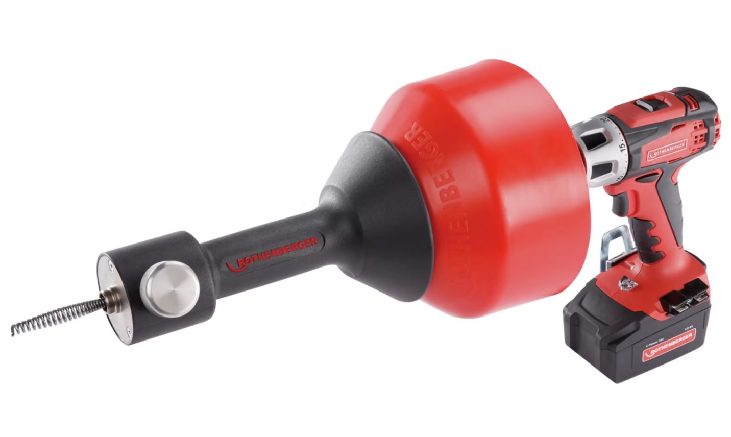 Apparecchio sturatore elettrico AUTOMATICO Set ROSPIMATIC Cordless con seconda spirale  ROTHENBERGER