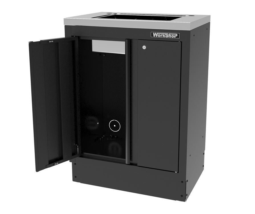 Mobile Officina Workshopitaly MPS con 2 antine e lavello inox Total Black completo di rubinetto e scarico