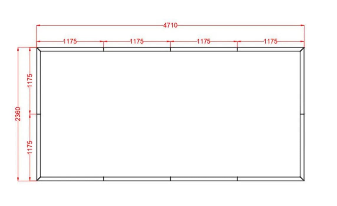 Lampada Led da soffitto rettangolare 4,8 x 2,4 mt