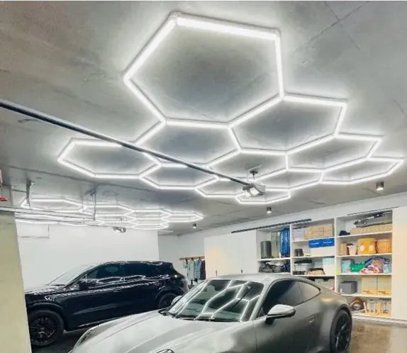 Luce led esagonale a soffitto 11 elementi 3,2mt x 2,3 mt