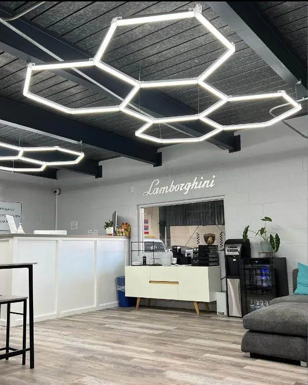 Luce led esagonale a soffitto 5 elementi 3,1mt x 2,2mt
