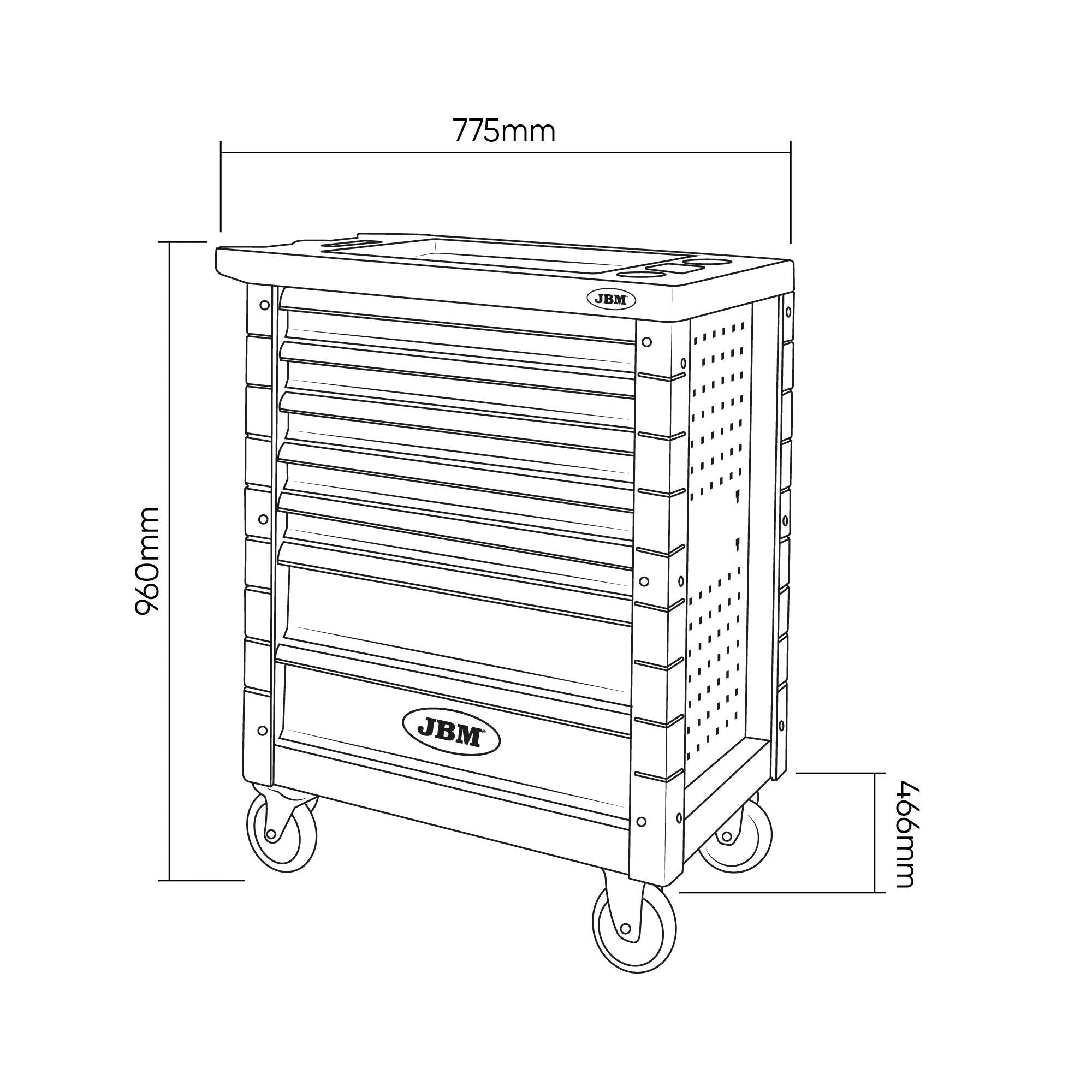 CARRELLO CON 7 CASSETTI BLU - SPECIALE VDE 54235 JBM