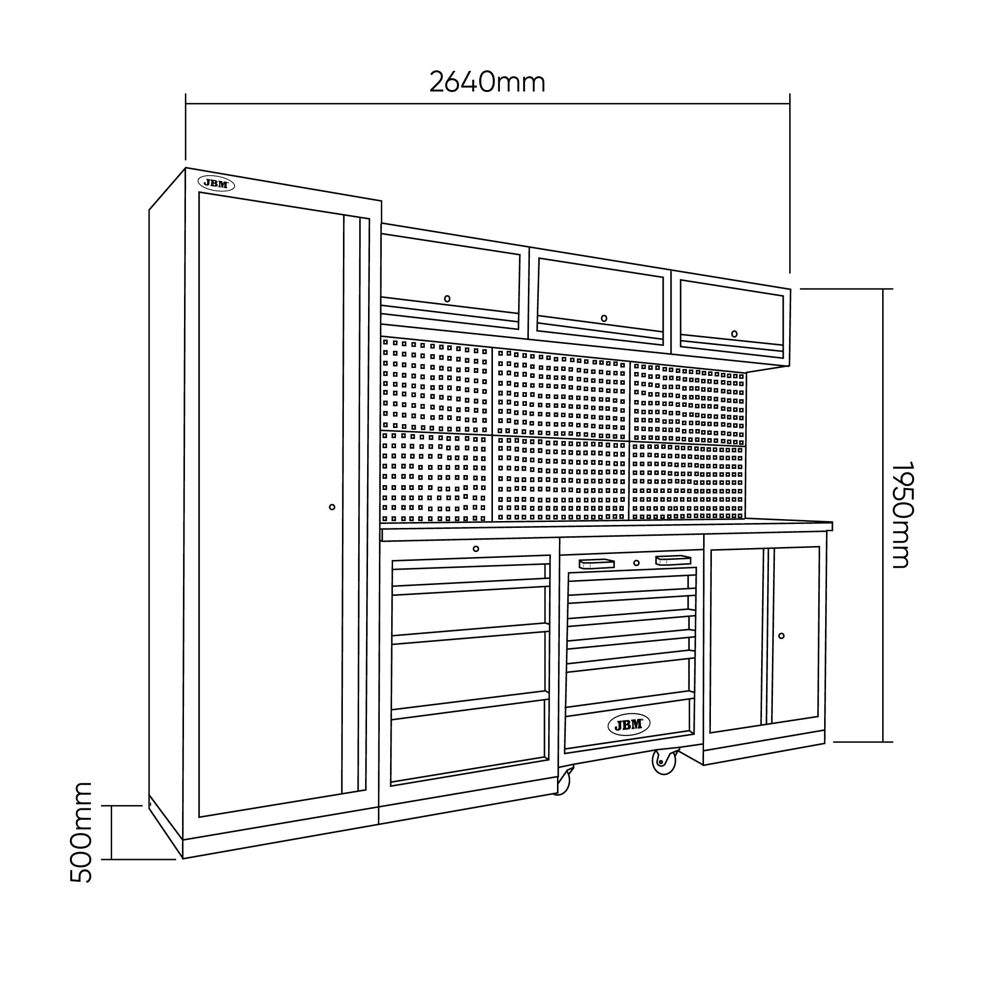 Arredo Officina Jbm 565 angolare completo di utensili + Luci Led Esagonali 54805