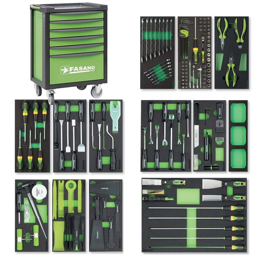 Carrello Porta Utensili Fasano Tools FG 100 a 6 cassetti con Assortimento 171 Utensili FG 100V/AS171