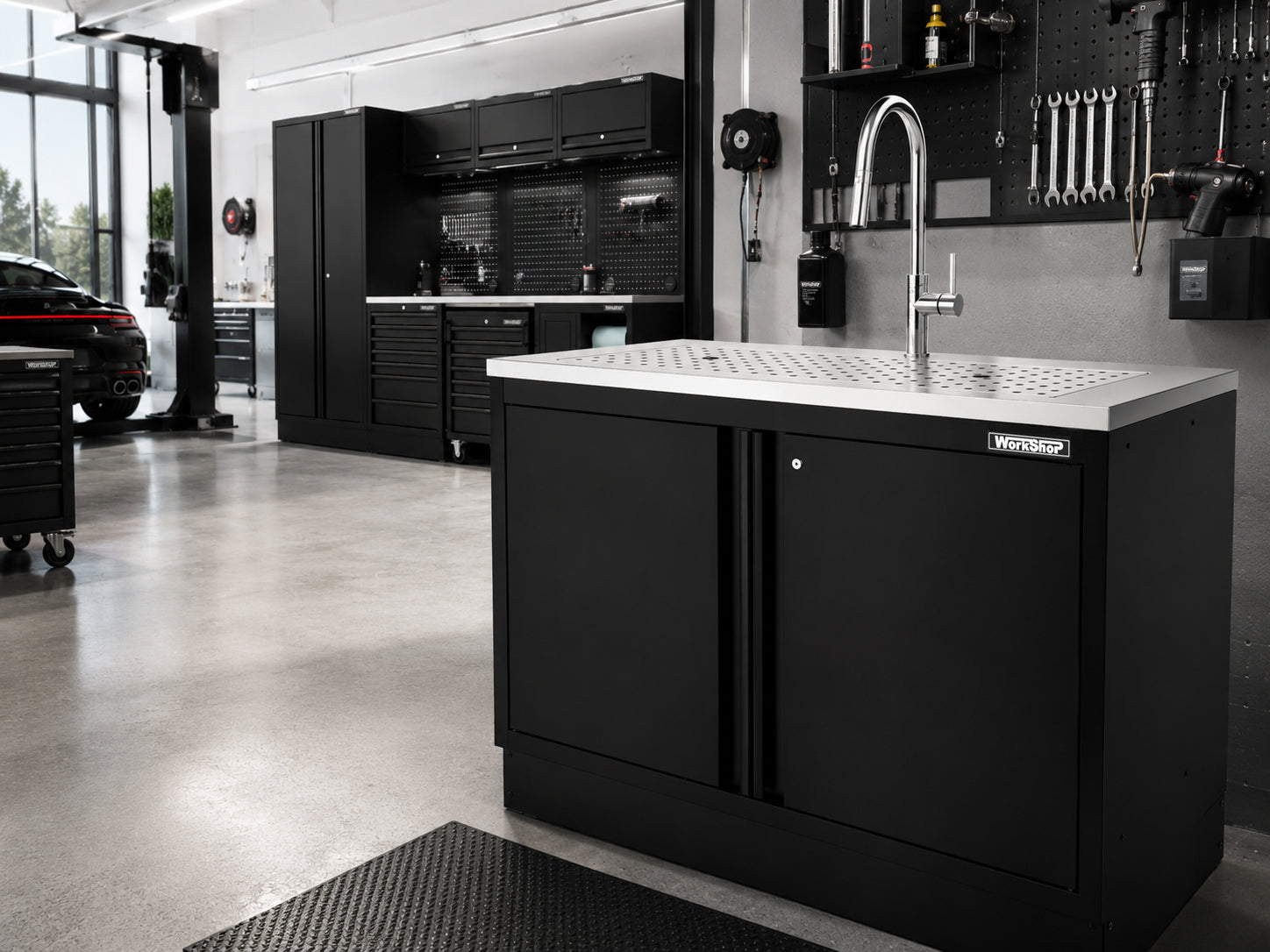 Mobile Officina Workshopitaly MPS+ lavello largo e profondo vasca INOX , completo di accessori