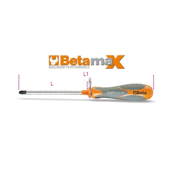 Giravite per viti impronta croce Pozidriv®-Supadriv® cromati punta nera H-SAFE Beta 1299HS