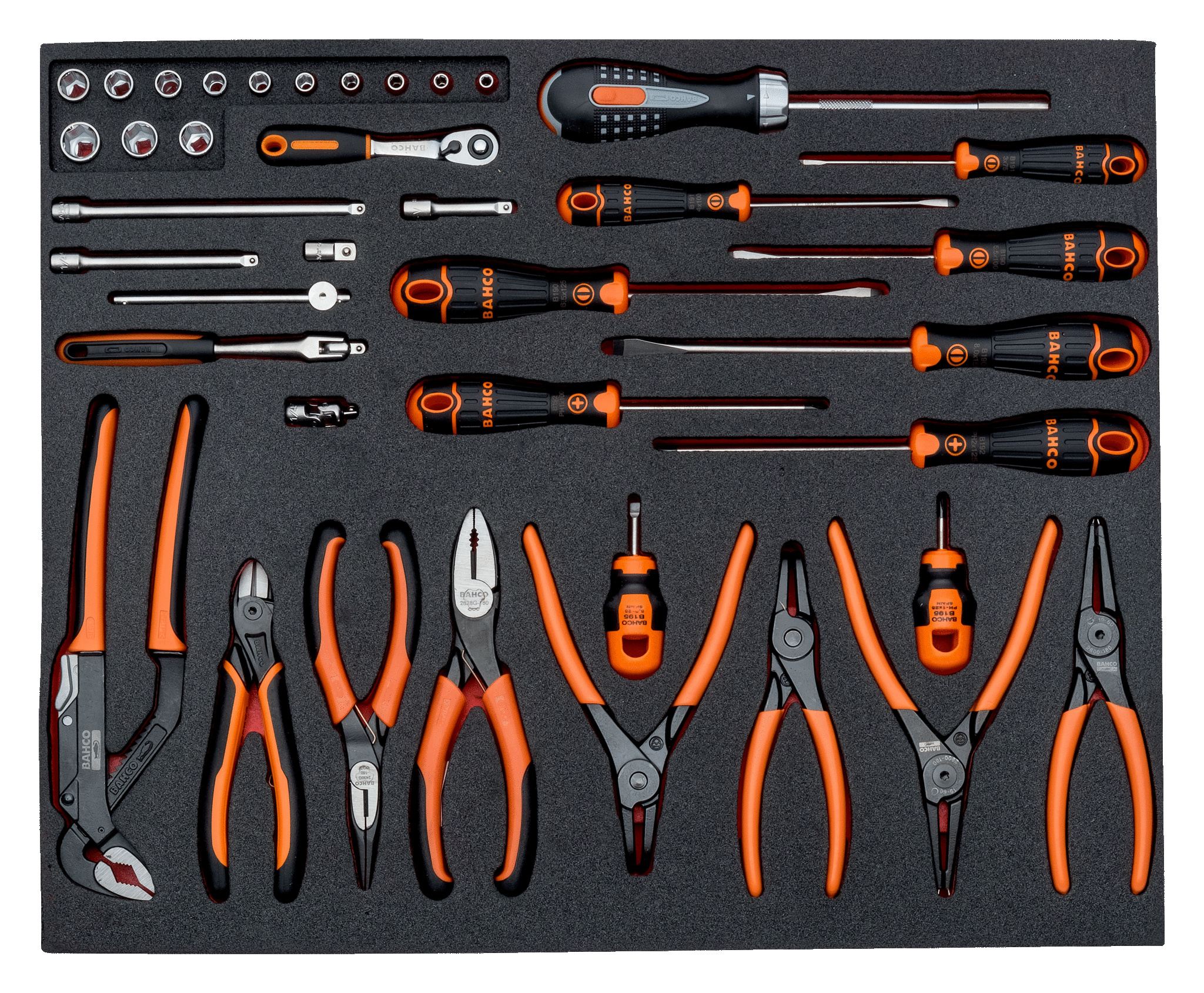 Assortimento 7 termoformati per manutenzione, 256 pezzi  Bahco FF1ASET-MRO2