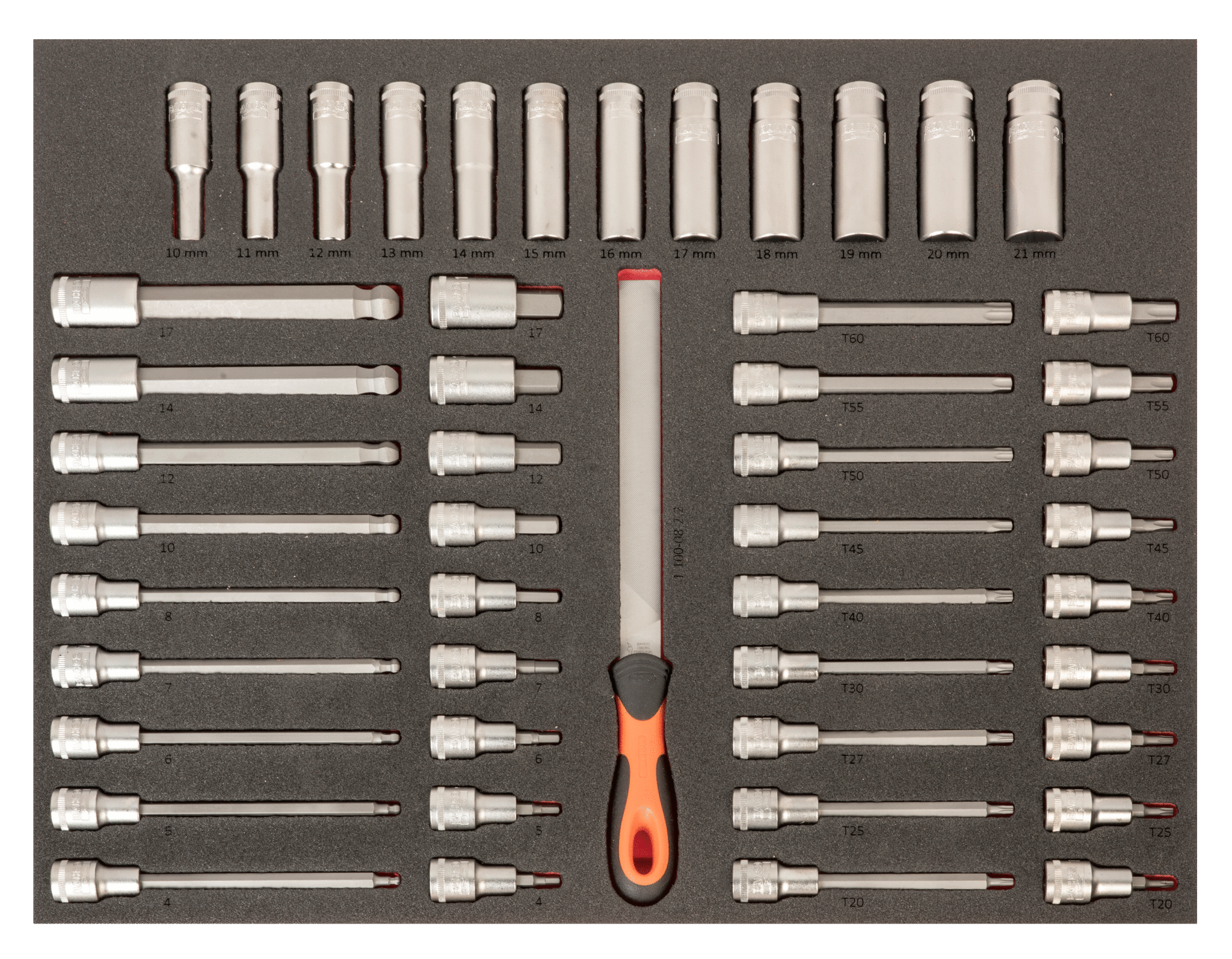 Chiavi a bussola serie lunga 1/2" 49 pezzi Bahco  FF1A219LM