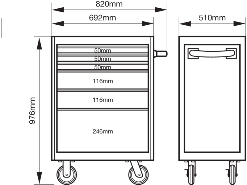 Carrelli per utensili Storage HUB E77 Premium, 26", con 6 cassetti  1477K6 BAHCO