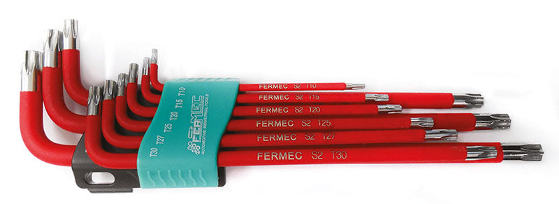 SERIE 9 CHIAVI TORX TIPO EXTRA LUNGO CON MAGNETE ALLOGIATO NEL LATO LUNGO Fermec  96950