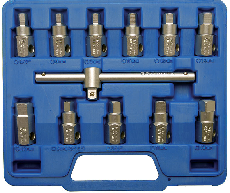 SET 12 PEZZI, CHIAVI PER TAPPI SCARICO OLIO BGS1017