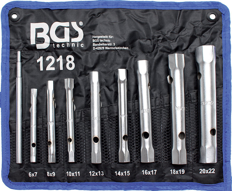 SET 8 PEZZI, CHIAVI A TUBO DOPPIE, 6X7-20X22 MM BGS1218