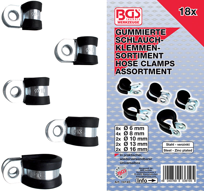 ASSORTIMENTO 18 PEZZI, COLLARI PER TUBI GOMMATI BGS14145