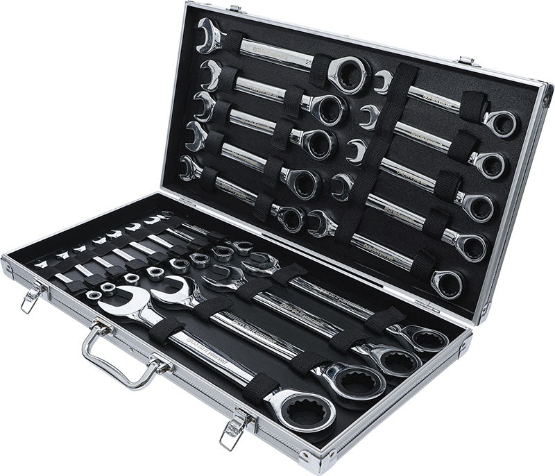 SET 22 PEZZI, CHIAVI COMBINATE A CRICCHETTO, 6 - 32 MM BGS30009