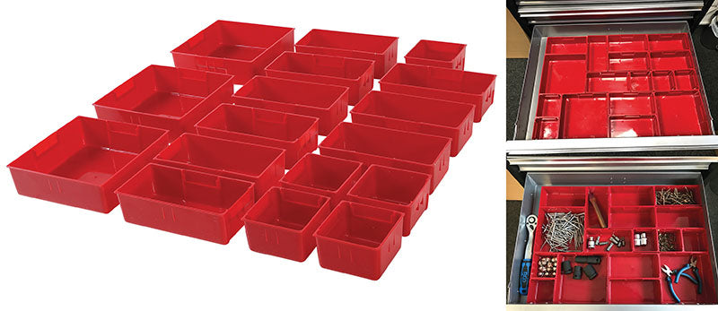 SET 17 PEZZI, CONTENITORI IN PLASTICA PER CASSETTI BGS9550