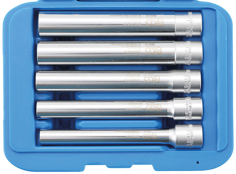 SET 5 PEZZI, BUSSOLE ESAGONALI 8-14 MM, ATT. 3/8”, EXTRA LUNGHE BGS9863