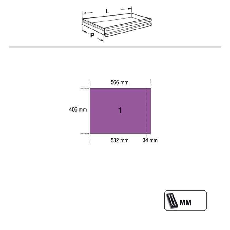 Modulo fisso con 5 cassetti per arredo officina Beta C45PRO M5