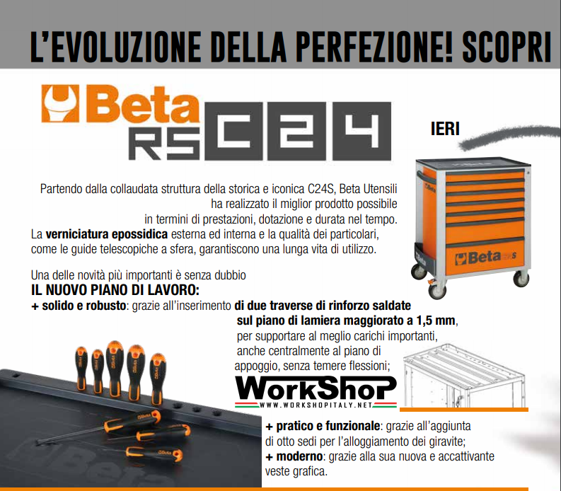 Carrello Beta RSC24 8 Cassetti + allestimento 398 utensili in termoformato morbido