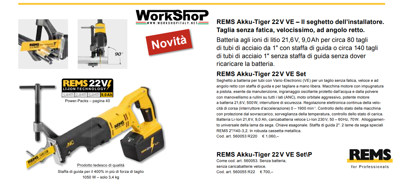 Seghetto Rems REMS Akku-Tiger 22 V VE 9Ah