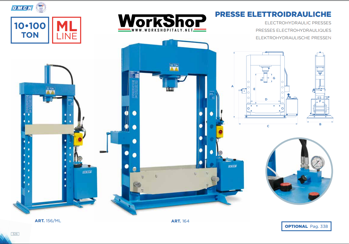 Presse elettroidrauliche OMCN da 10 a 100 Ton.