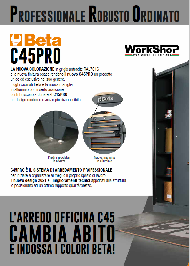 Arredo Officina Beta Utensili C45PRO DX piano inox