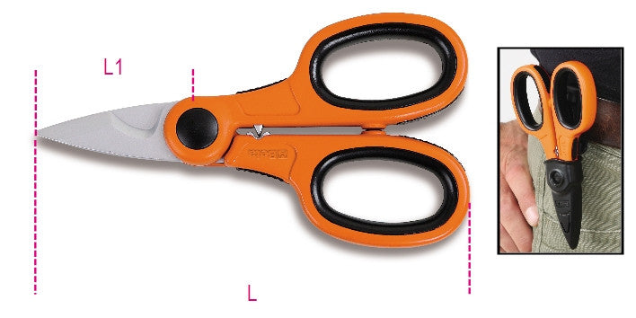 Forbici per elettricisti lame in acciaio inossidabile con microdentatura 1128BCX