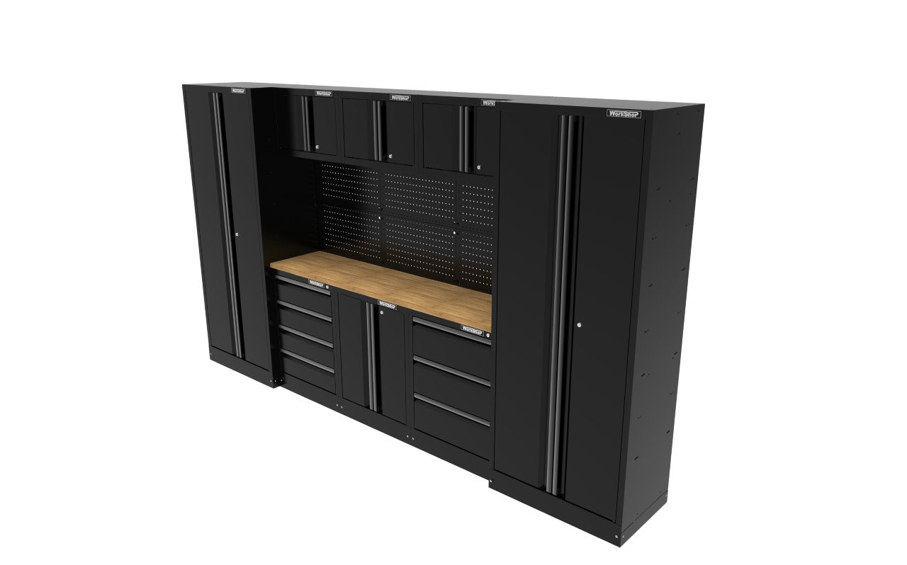 Arredo GARAGE Workshopitaly Total Black Anodized 3,3mt. Piano Legno